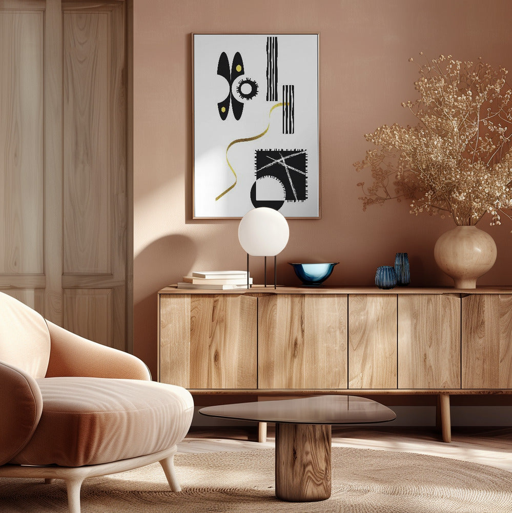 Black & White Abstract No. 3 | gold Poster